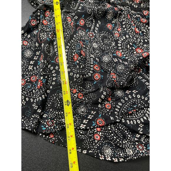 NTW Angie Women's Paisley Lace Hem Boho Floral Elastic Waist Blouse Black L - Picture 9 of 10
